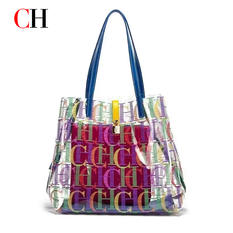 Hobo Bag Slouchy - Borsa Tote CH in PVC Trasparente,
