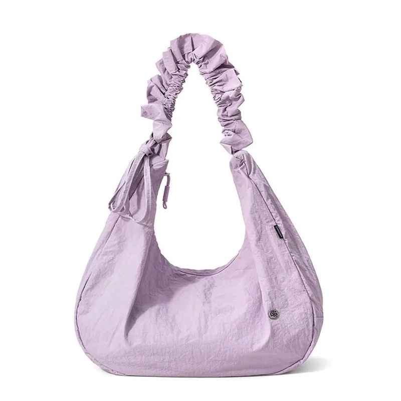 Hobo Bag Slouchy - Borsa a Tracolla in Nylon Stropicciato